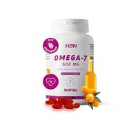 HSN Oméga 7 Huile d'Argousier 500 mg | 120 Capsules | Standardisé à 35% en Acide Palmitoléique | Équivalent à 5000 mg de fruit d’Hippophae rhamnoides | Sans OGM, Sans Gluten ni Lactose