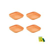 HSNAXingLife 4 Pièces Assiette carrée plastique reutilisable,Assiettes incassables adaptées aux desserts gâteaux fruits salades pâtes,Compatible micro ondes et lave vaisselle (Orange, 18cm)