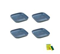 HSNAXingLife 4 Pièces Assiette carrée plastique reutilisable,Assiettes incassables adaptées aux desserts gâteaux fruits salades pâtes,Compatible micro ondes et lave vaisselle (Bleu foncé, 22cm)