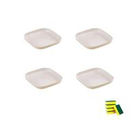 HSNAXingLife 4 Pièces Assiette carrée plastique reutilisable,Assiettes incassables adaptées aux desserts gâteaux fruits salades pâtes,Compatible micro ondes et lave vaisselle (Blanc, 20cm)