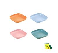 HSNAXingLife 4 Pièces Assiette carrée plastique reutilisable,Assiettes incassables adaptées aux desserts gâteaux fruits salades pâtes,Compatible micro ondes et lave vaisselle (Mélange couleur 1, 22cm)