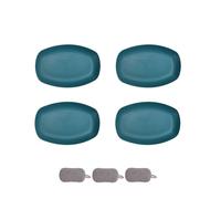 HSNAXingLife 4 Pièces Assiette Plastique Rigide Reutilisable,Assiettes Pour Fruits Gâteaux Salades Desserts Pâtes,Incassable,Ovale,Grande Capacité,Passe au Microondes et au Lavevaisselle (Vert foncé)