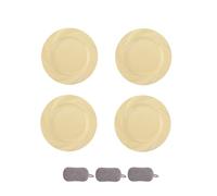 HSNAXingLife 4 Pièces Assiette Plastique Rigide Reutilisable,Assiettes Pour Fruits Gâteaux Salades Desserts Pâtes,Incassable,Rond,Grande Capacité,Passe au Microondes et au Lavevaisselle (Beige)