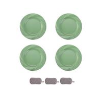 HSNAXingLife 4 Pièces Assiette Plastique Rigide Reutilisable,Assiettes Pour Fruits Gâteaux Salades Desserts Pâtes,Incassable,Rond,Grande Capacité,Passe au Microondes et au Lavevaisselle (Vert)