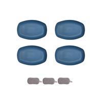HSNAXingLife 4 Pièces Assiette Plastique Rigide Reutilisable,Assiettes Pour Fruits Gâteaux Salades Desserts Pâtes,Incassable,Ovale,Grande Capacité,Passe au Microondes et au Lavevaisselle (Bleu foncé)