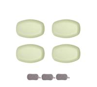 HSNAXingLife 4 Pièces Assiette Plastique Rigide Reutilisable,Assiettes Pour Fruits Gâteaux Salades Desserts Pâtes,Incassable,Ovale,Grande Capacité,Passe au Microondes et au Lavevaisselle (Vert clair)
