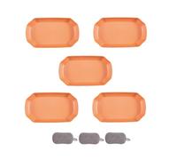 HSNAXingLife 5 Pièces Assiette Plastique Rigide Reutilisable,Assiettes Pour Fruits Gâteaux Salades Desserts Pâtes,Incassable,Carré,Grande Capacité,Passe au Microondes et au Lavevaisselle (Orange)