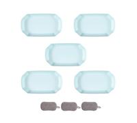 HSNAXingLife 5 Pièces Assiette Plastique Rigide Reutilisable,Assiettes Pour Fruits Gâteaux Salades Desserts Pâtes,Incassable,Carré,Grande Capacité,Passe au Microondes et au Lavevaisselle (Bleu)