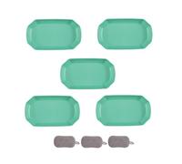 HSNAXingLife 5 Pièces Assiette Plastique Rigide Reutilisable,Assiettes Pour Fruits Gâteaux Salades Desserts Pâtes,Incassable,Carré,Grande Capacité,Passe au Microondes et au Lavevaisselle (Vert foncé)