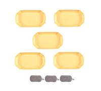 HSNAXingLife 5 Pièces Assiette Plastique Rigide Reutilisable,Assiettes Pour Fruits Gâteaux Salades Desserts Pâtes,Incassable,Carré,Grande Capacité,Passe au Microondes et au Lavevaisselle (Jaune)