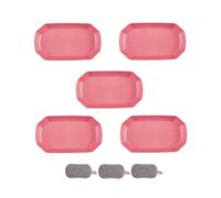 HSNAXingLife 5 Pièces Assiette Plastique Rigide Reutilisable,Assiettes Pour Fruits Gâteaux Salades Desserts Pâtes,Incassable,Carré,Grande Capacité,Passe au Microondes et au Lavevaisselle (Rouge)