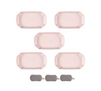 HSNAXingLife 5 Pièces Assiette Plastique Rigide Reutilisable,Assiettes Pour Fruits Gâteaux Salades Desserts Pâtes,Incassable,Carré,Grande Capacité,Passe au Microondes et au Lavevaisselle (Rose)