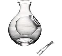 HSNAXingLife Bouteille de Saké Japonais Pichet à Saké Bouteilles de Vin de Glace Pichet en Verre avec Trou pour Glaçons Carafe à Vin Distributeur de Vin avec Une Pince à Glaçons (Transparent, 260ML)