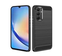 HSP Coque pour Samsung Galaxy A34 5G, Carbone Housse, Silicone Case, Noir | Aspect fibre tressée, antichoc, anti-rayures, découpes précises, bords surélevés, mat, étui téléphone portable