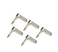HSP-HSWITI Fiche audio 1/4" à 90° à angle droit 6,35 mm durable TS mono mâle pour câbles haut-parleur/guitare, microphone, soudure DIY (non Plug-and-Play) - Lot de 5