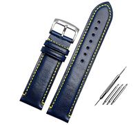 HSPTR Pour Citizen Substitute AT8020 JY8078 Bracelet de montre en cuir véritable Bleu 23 mm avec boucle déployante