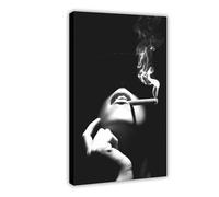 hsqxidhz Poster sur toile représentant une femme qui fume la pression du tabac, décoration murale pour salon, chambre à coucher, 60 x 90 cm