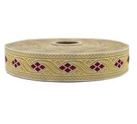 HSR03 Bobine de ruban jacquard mosaïque rouge doré 2,5 cm de large Tissu tissé rétro Décoration de la maison Décoration de la maison Accessoires Fournitures Dentelle Vintage Decor HSR03