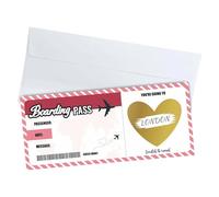 Hsrag Carte à gratter personnalisée avec enveloppe et autocollants en forme de cœur, carte à gratter avec inscription « Where We Are Going on Holiday Boarding Pass Trip Reveal » (Rouge)
