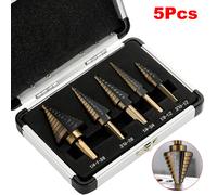 HSS 4241 Cobalt trou Multiple 50 tailles étape perceuse ensemble outils boîtier en aluminium métal outil de forage pour métal bois étape cône foret 5Pcs Have Box