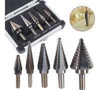 HSS foret étagé foret conique foret conique boîtier aluminium 5pcs fraise set cône foret hélicoïdal pour acier inoxydable métal bois plastique set