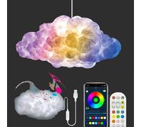 HSSMEUR Kit De Lanterne Lumineuse LED Nuage 3D 5 W, Lampe Nuage D'Orage, LumièRes Froides, Synchronisation De La Couleur De La Musique, Plafonnier Mural pour Chambre à Coucher, FêTe De Jeu