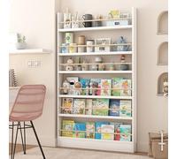 Hssnbkg Bibliotheque Murale Bois Minces 10 Cm Etagere Livre Murale Multifonctionnelle Bibliothèque d'angle Salon Basse pour Chambre À Coucher, Salon, Bureau À Domicile(Weiß-90x10x178cm)