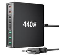 HSSNS Chargeur USB-C multiple : 440 W 8 ports chargeur rapide avec 5 USB-C et 3 USB-A, double bloc d'alimentation USB PD PPS pour ordinateur portable, MacBook, iPad, iPhone 16/15/14 Series, Samsung et