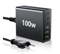 HSSNS Chargeur USB C multiple : chargeur rapide 100 W 6 ports avec USB-C et USB-A, bloc d'alimentation portable pour iPad, iPhone Series et autres smartphones