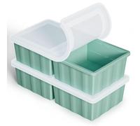HSSNS - lot de 2 Plateau de congélation en silicone vert avec couvercle - Grandes moules en silicone double portion (250 ml et 500 ml) - Récipient de congélation empilable