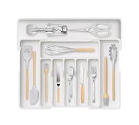 hssopa 2025 Range Couverts,Rangement Couvert Extensible,Ajustable Pour Tiroir Cuisine,Organisateur Tiroirs,Range Couverts Pour Tiroir,Extensible 56 CM Rangement Tiroir(Blanc Pas porte-couteau)