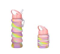 hssopa Bouilloire,Gourde Sport,Gobelet Pliable 500ML,Gourde BPA-Frei,Accessoires Trekking Camping Voyage Travail,Bouteille Pliable 500 ML (poignée, rose)