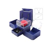 hssopa Rose rouge véritable préservée avec collier en argent sterling S925, rose éternelle avec collier Je t'aime en 100 langues Petite amie, colliers en 100 langues