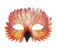 HSSPYY Élégant masque demi-visage pour le carnaval - Design plume, masque de hibou en noir ou jaune feuille d'automne - Parfait pour les bals masqués, le carnaval, les fêtes costumées et les