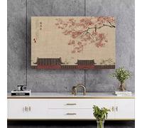 HSTANGKY Housse Anti-poussière Pour TV D'intérieur 32-80 Pouces Protecteur D'écran LCD LED De Style Chinois Design Antidérapant Facile À Nettoyer-flower6||75inch