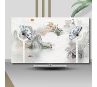 HSTANGKY Housse Anti-poussière Pour TV D'intérieur 32-80 Pouces Protecteur D'écran TV Extensible Housse Anti-poussière Avec Ouverture Arrière Décoration De Chambre/salon-flower2||49-52inch