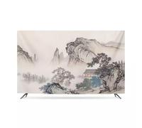 HSTANGKY Housse De Protection Anti-poussière Pour TV D'intérieur 32-80 Pouces Protecteur D'écran Anti-poussière Motif Peinture À L'encre Protecteur D'écran Respirant-Mountains2||58-60inch