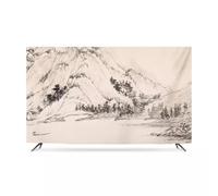 HSTANGKY Housse De Protection Anti-poussière Pour TV D'intérieur 32-80 Pouces Protecteur D'écran Anti-poussière Motif Peinture À L'encre Protecteur D'écran Respirant-Mountains3||75inch