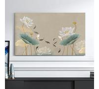HSTANGKY Housse De Protection Pour Téléviseur D'intérieur À Motif De Lotus De Style Chinois Protection D'écran Anti-poussière En Tissu Polyester Doux-flower4||32inch