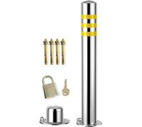 HSTBLEOO Barrière de parking - Poteau de sécurité en acier inoxydable pour allées - Poteau de stationnement avec bande réfléchissante - Poteau de sécurité amovible en métal - Anti-collision - Hauteur