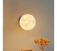 HSTBLEOO Dimmable Moon Wall Sconce Hardwired Modern LED Wall Light 3D Printing Moon Kids Bedroom Round Frosted Ball Bedside(Diameter 15CM)