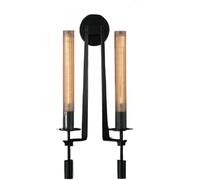 HSTBLEOO Glass Wall Sconce Double Gold Wall Light Bar Black Linear Bathroom Vanity Wall Sconce Over Mirror Industrial(Dark,2 light)