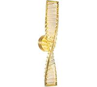 HSTBLEOO Linear Gold Crystal Wall Sconce For Bathroom Mirror Vanity Brass Wall Lighting Spiral Twist Black Long Strip Wall Mounted(Gold 50CM)