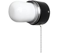 HSTBLEOO Mid Century Modern Milk White Glass Wall Sconce With Pull Chain Switch Farmhouse Black Bedside Wall Lamp(With chain)