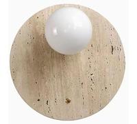 HSTBLEOO Mid Century Modern Stone Sconces Wall Lighting On Off Switch Nordic Natural Marble Wall Lamp Round White Milk Glass(Circular)