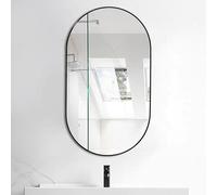 HSTBLEOO Oval Mirror,Space Aluminum Frame Makeup, Beauty,Scandinavian Style Minimalist Dressing(Black,50 * 100cm)