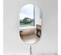 HSTBLEOO Oval Mirror,Space Aluminum Frame Makeup, Beauty,Scandinavian Style Minimalist Dressing(White,60 * 100cm)