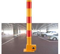 HSTBLEOO Poteau de Parking à Ressort, Barrière de Parking, Barrière de Parking, Piquet d'obstacle de Parking Pliable en Métal avec Bandes d'avertissement, Pieux de stationnement, Borne de Parking