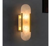 HSTBLEOO White Marble Wall Sconce White Alabaster Sl nd Unique Wall Light Bathroom Vanity Light Fixture Long Industrial Bedroom(Gold Height 35CM)