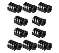 Hsthe Sea 10 pièces 6.35mm 1/4 Pouces Femelle Mono stéréo Casque Audio Prise Panneau Montage connecteurs 6 Broches avec rondelles de Montage Noir